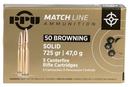 Prvi Partizan .50 BMG PPU Target 725 grain Full Metal Jacket Solid (FMJS) ammunition