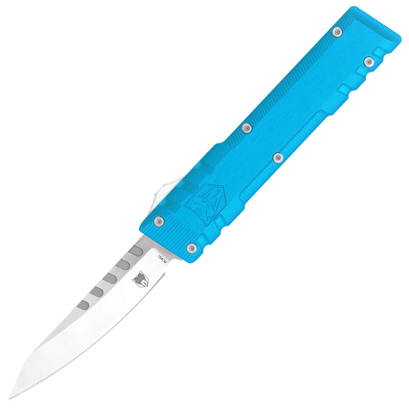CobraTec OTF Stealth Blue Drop Non-Serrated 154CM Steel Knife