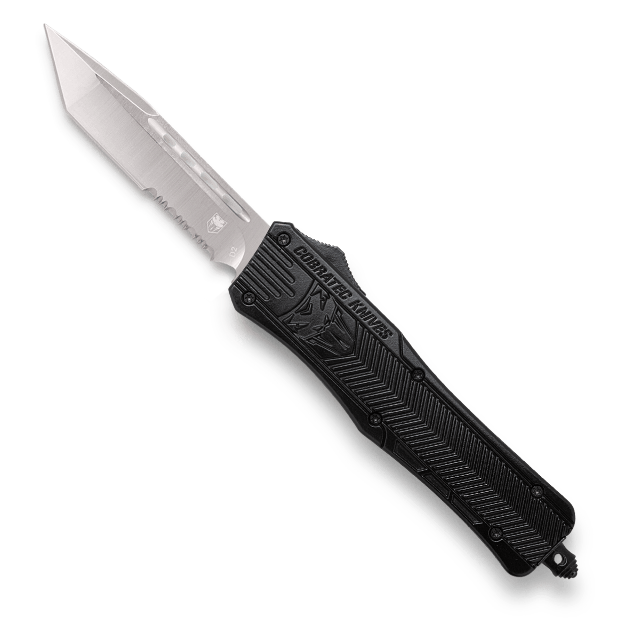 CobraTec Medium Tanto Serrated Black OTF Folding Knife