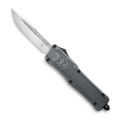 CobraTec Large Gray OTF Drop Non-Serrated Out-the-Front Knife