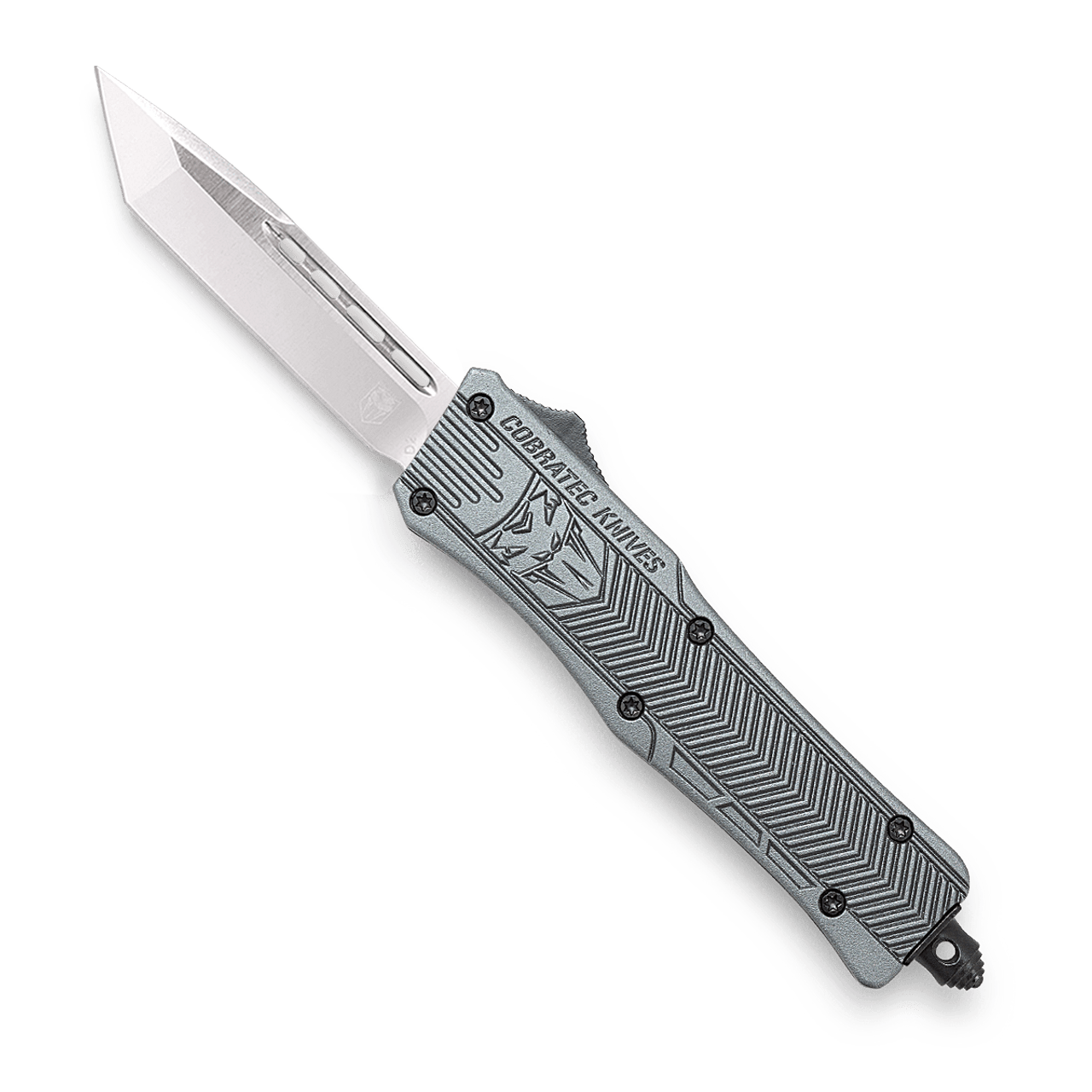 CoBRATec Small Gray Tanto Automatic OTF Knife Non-Serrated