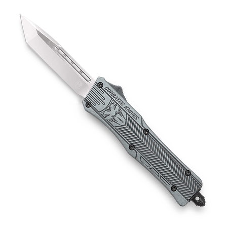 CoBRATec Small Gray Tanto Automatic OTF Knife Non-Serrated
