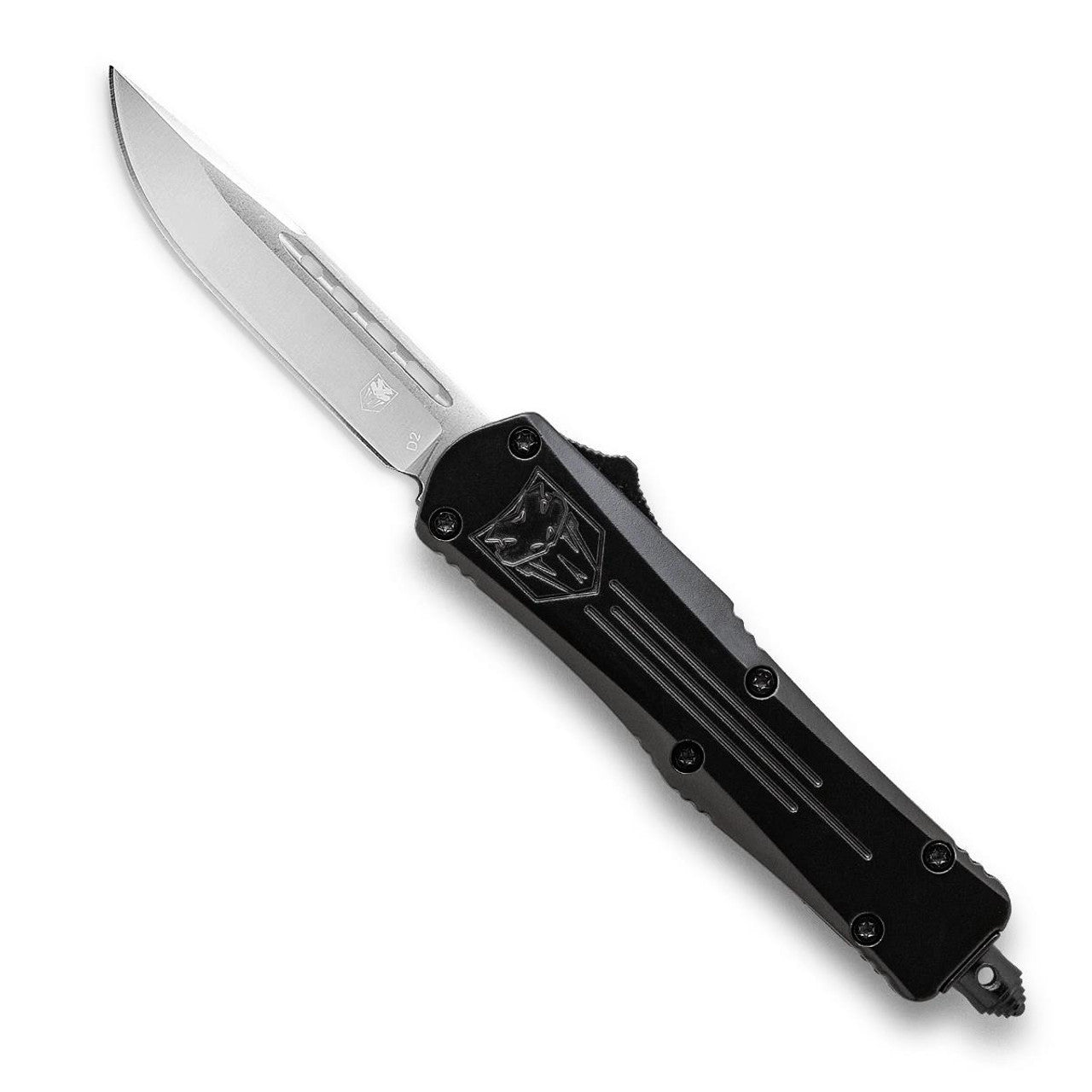 CobraTec Large FS-3 Black Drop Non-Serrated Out-the-Front Knife