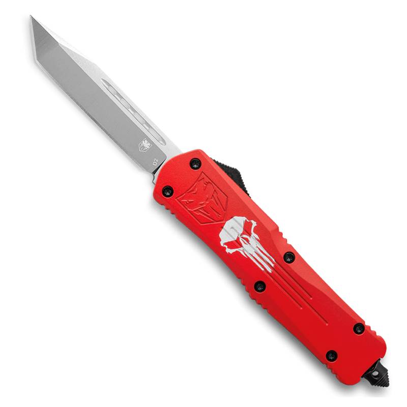 CoBRATec Large Red Tanto Punisher OTF Automatic Knife Non-Serrated