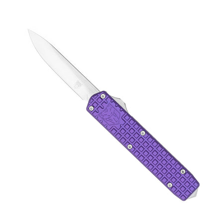 CobraTec Small Warrior OTF Knife Purple M390 Steel Non-Serrated Drop