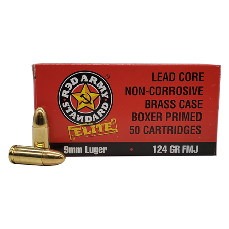 Century Arms 9mm Luger / Parabellum Red Army Standard Elite 124 grain Full Metal Jacket ammunition