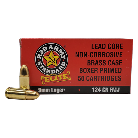Century Arms 9mm Luger / Parabellum Red Army Standard Elite 124 grain Full Metal Jacket ammunition