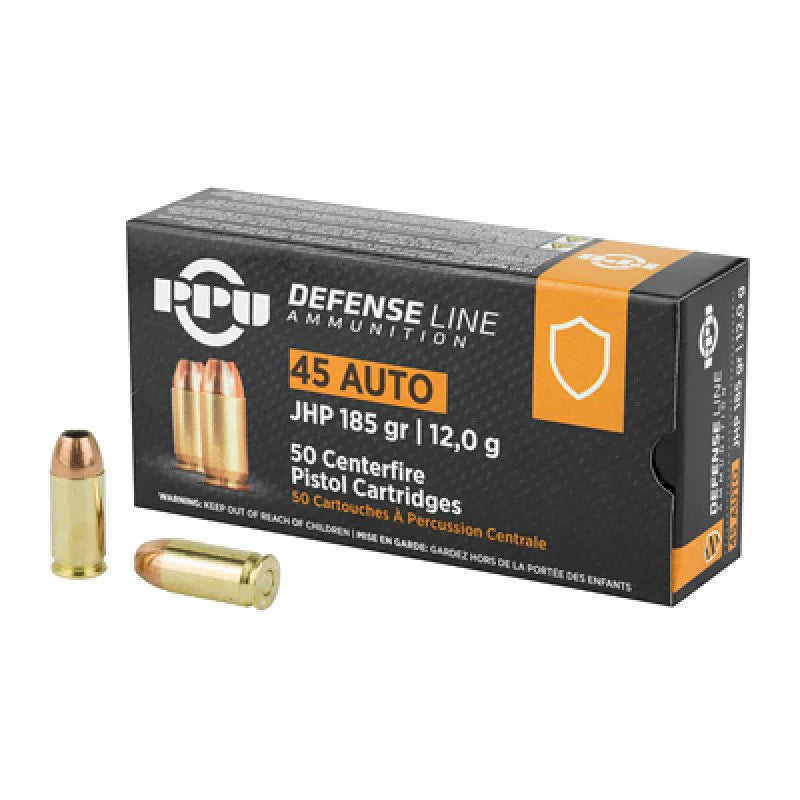 Prvi Partizan .45 ACP/Auto PPU 185 grain Jacketed Hollow Point ammunition