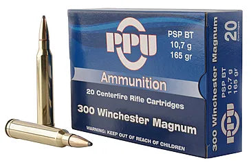 Prvi Partizan .300 Winchester Mag PPUCenterfire 165 grain Pointed Soft Point Boat Tail ammunition