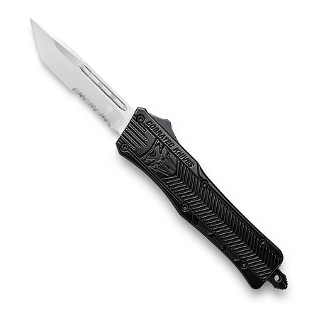CoBRATec Small Black Tanto Automatic OTF Knife Serrated