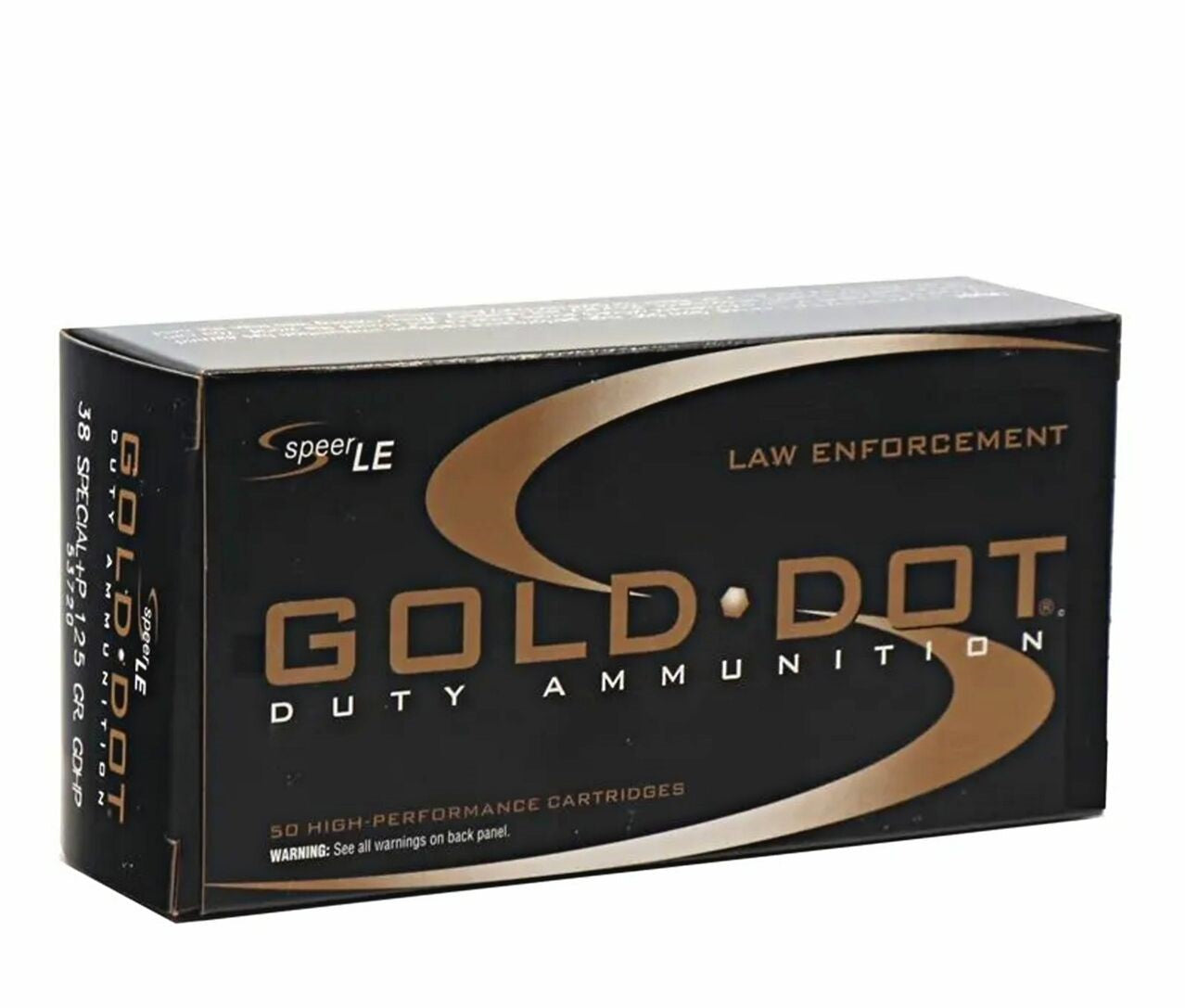 Speer .38 Special Gold Dot LE Duty +P 125 grain Jacketed Hollow Point ammunition