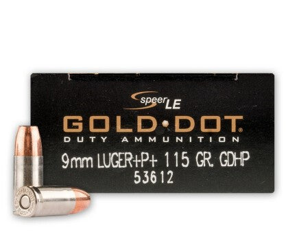 Speer 9mm Luger / Parabellum  115 grain Jacketed Hollow Point ammunition