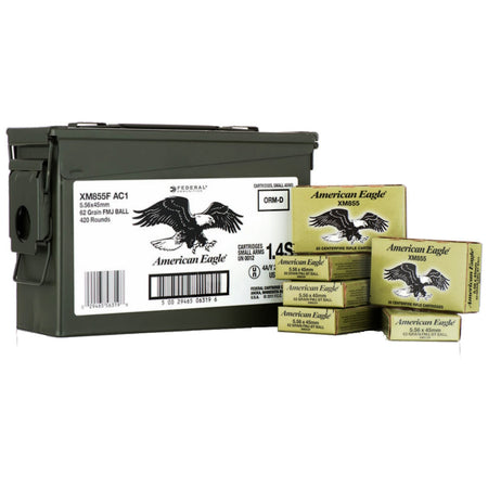 Federal 5.56x45mm NATO AMERICAN EAGLE 62 grain Full Metal Jacket ammunition