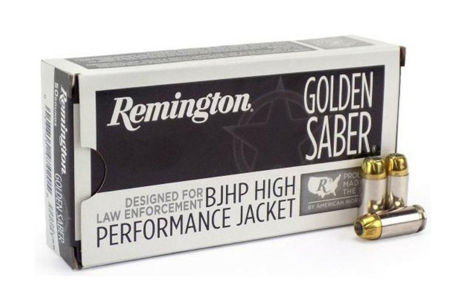 Remington 9mm Luger / Parabellum Golden Saber 124 grain Brass Jacket Hollow Point ammunition