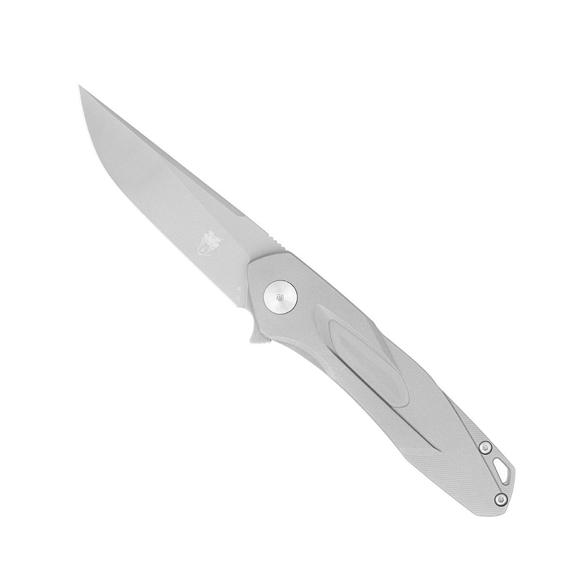 CobraTec Ace M390 Stonewashed Blade Titanium Flipper Folder Silver