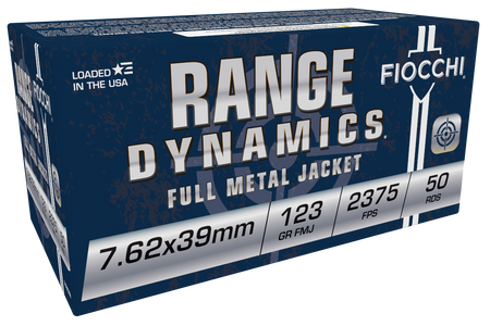 Fiocchi 7.62x39mm Range Dynamics 123 grain Full Metal Jacket ammunition