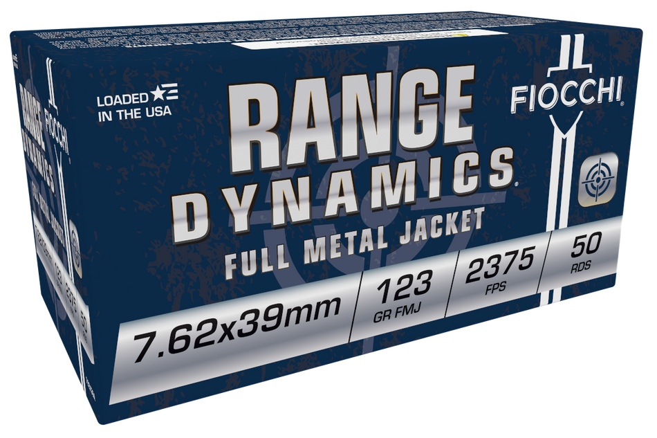 Fiocchi 7.62x39mm Range Dynamics 123 grain Full Metal Jacket ammunition