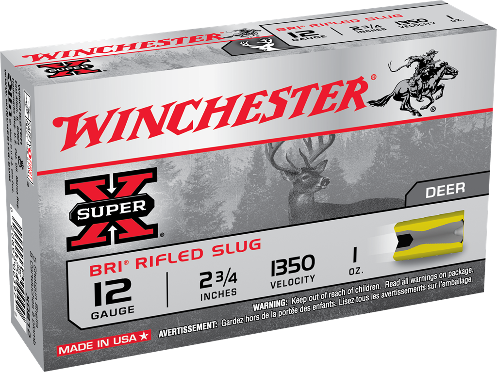 Winchester 12 Gauge Shotgun Ammo SUPER X BRI Rifled Slugs Hunting 2.75 in 1 oz Slug