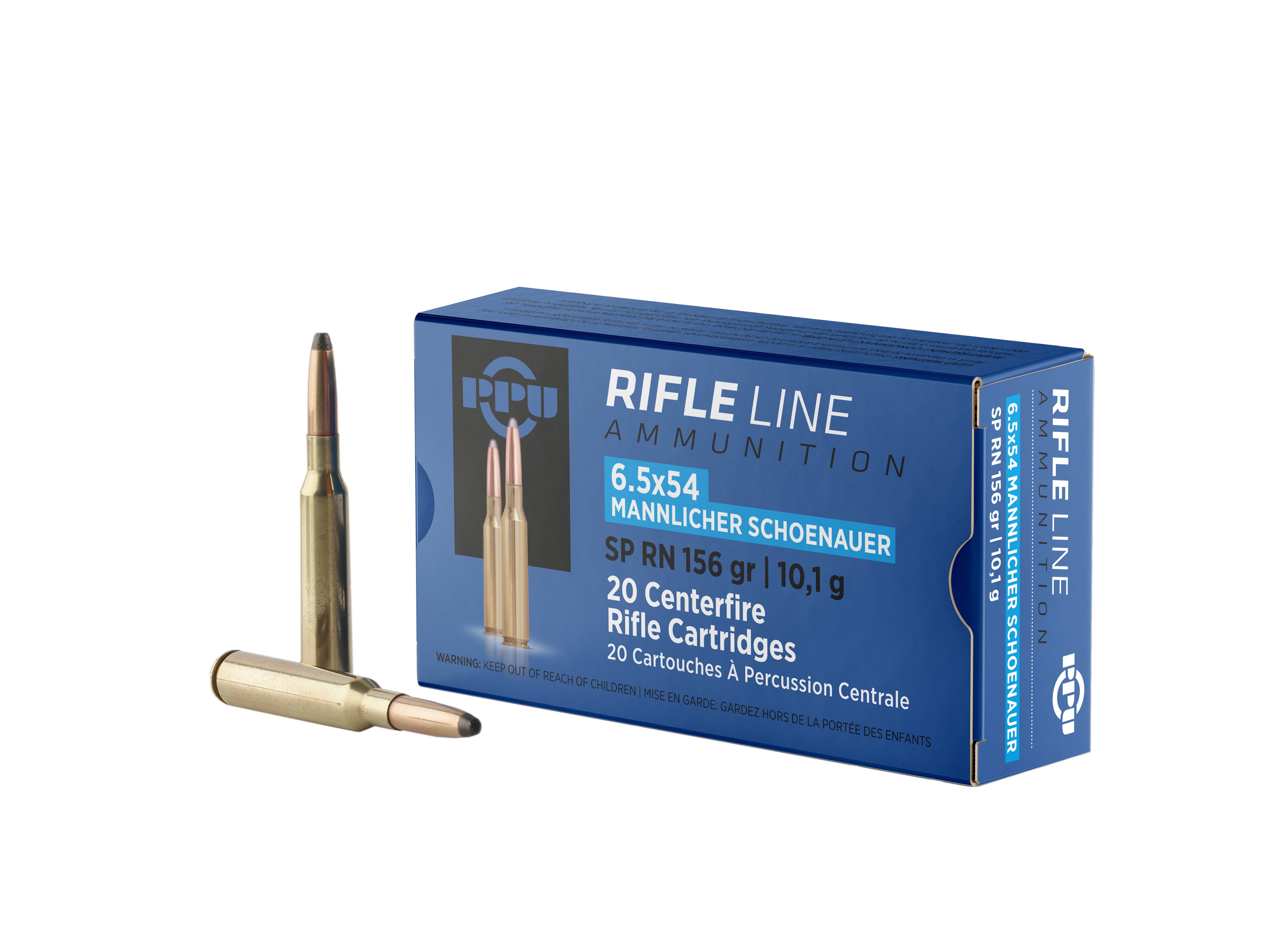 Prvi Partizan 6.5x54mm Mannlicher Rifle Line Ammunition 156 grain Soft Point Round Nose ammunition