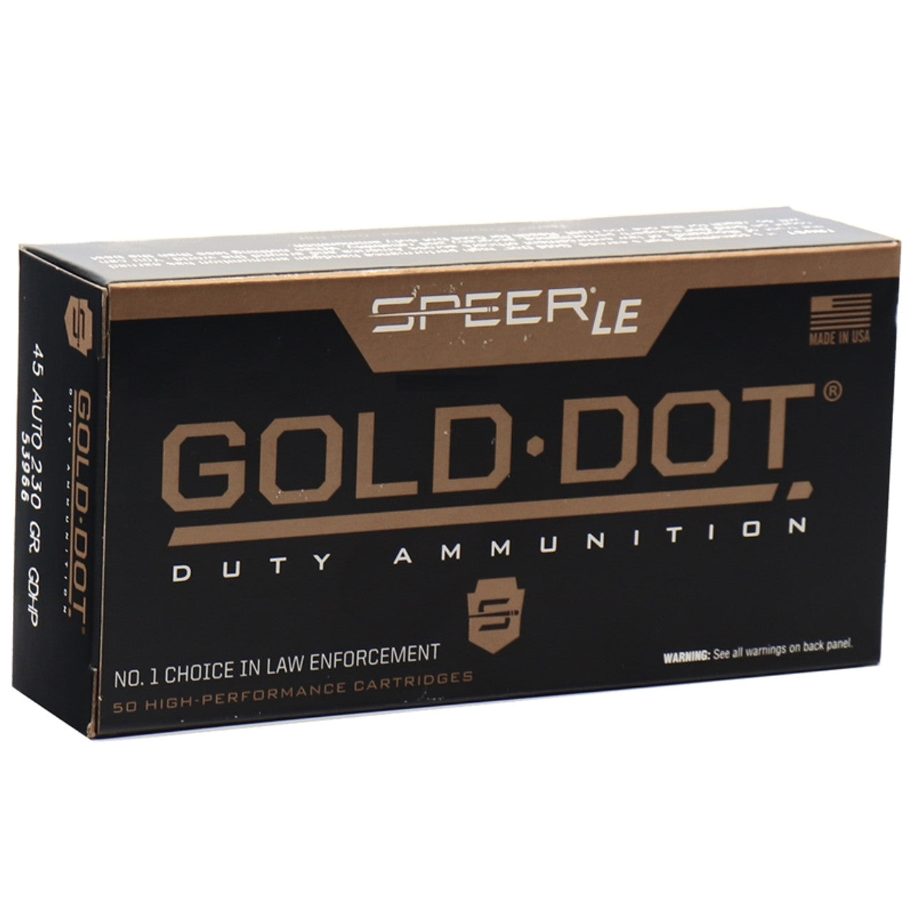 Speer .45 ACP/Auto Gold Dot LE Duty 230 grain Jacketed Hollow Point ammunition
