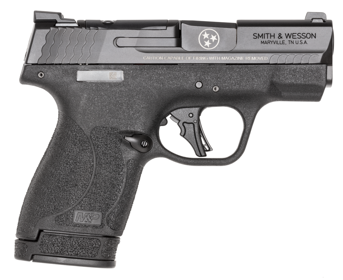 dSMITH & WESSON M&P 9 SHIELD PLUS NTS 9MM 3.1" 1-10RD,1-13RD TN LOGO ENGRAVED