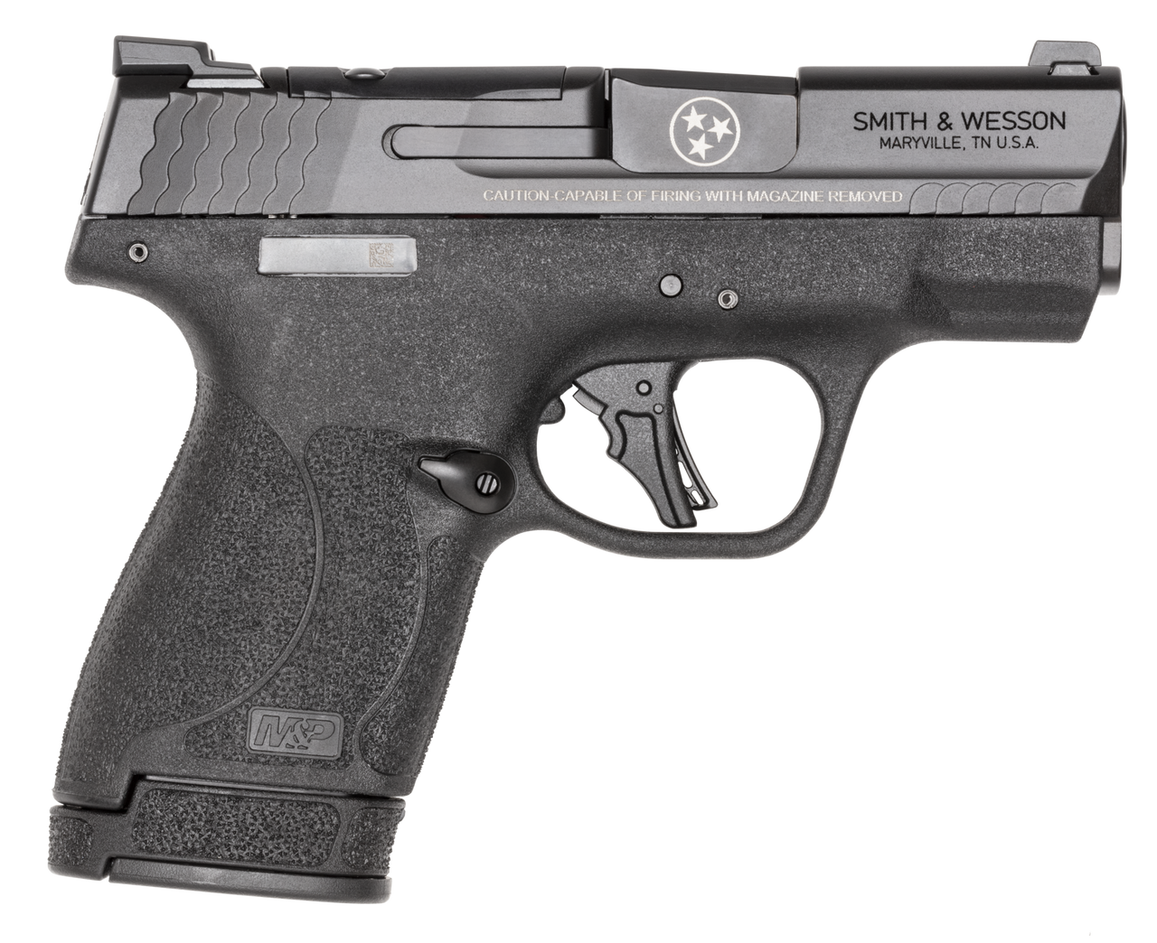 dSMITH & WESSON M&P 9 SHIELD PLUS NTS 9MM 3.1" 1-10RD,1-13RD TN LOGO ENGRAVED