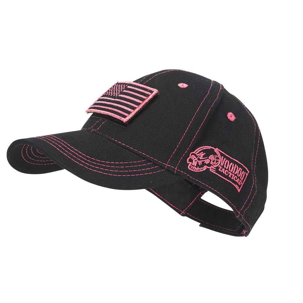 Voodoo Tactical Classic Hat Removable Flag Patch Black Pink Stitching