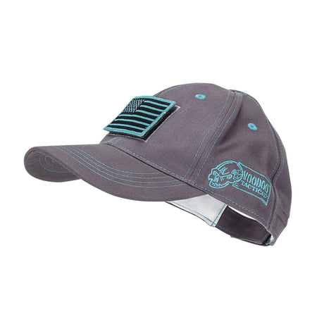 Voodoo Tactical Classic Hat Removable Flag Patch Gray Teal Stitching