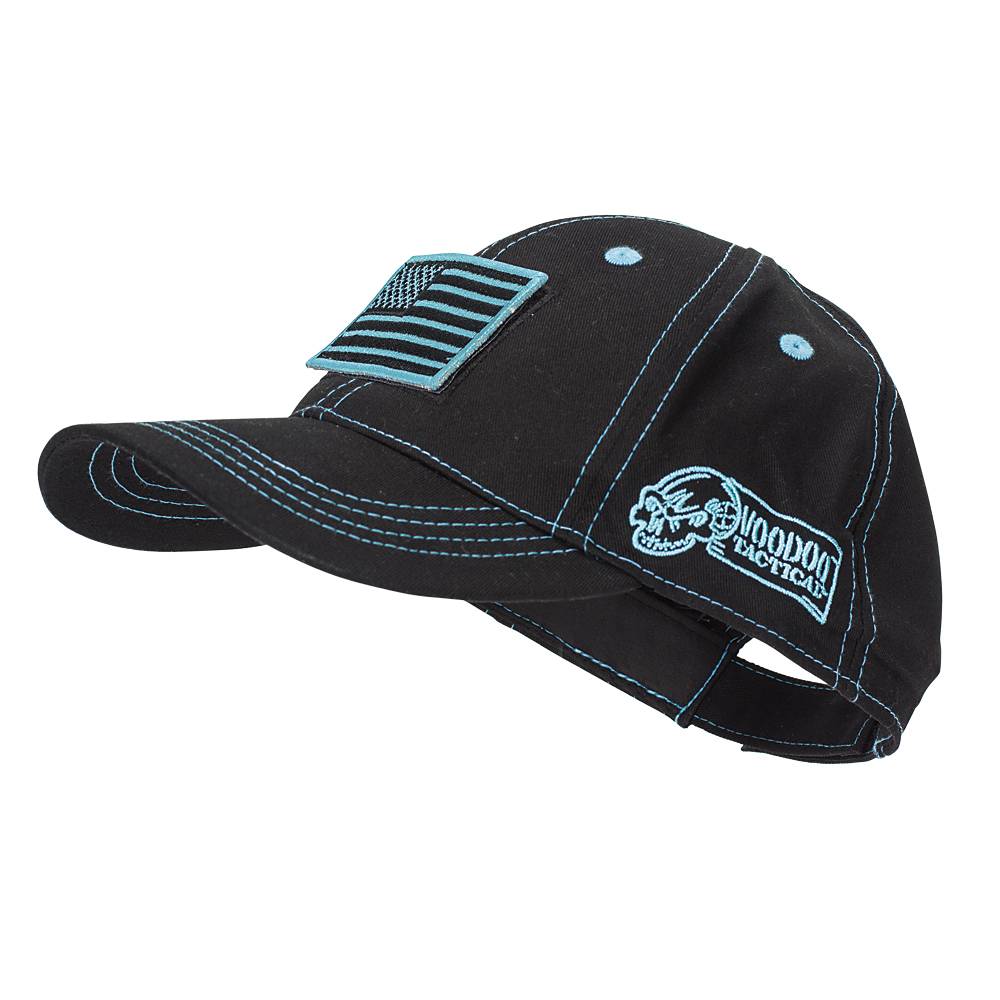 Voodoo Tactical Classic Hat Removable Flag Patch Black Teal Stitching
