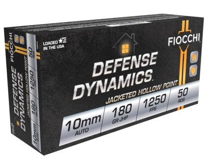 Fiocchi 10mm Auto  180 grain Jacketed Hollow Point ammunition