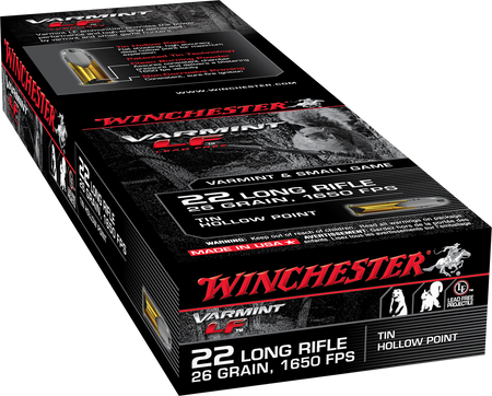 Winchester .22 Long Rifle VARMINT LF Lead Free Hunting 26 grain Tin Hollow Point ammunition