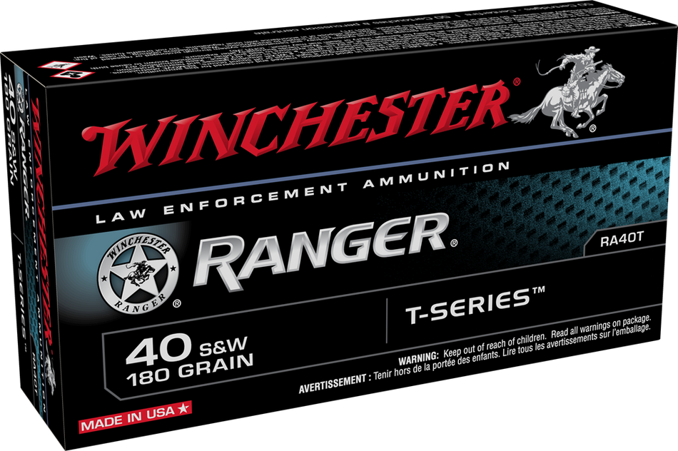Winchester .40 S&W Ranger T-Series LE 180 grain Jacketed Hollow-Point ammunition