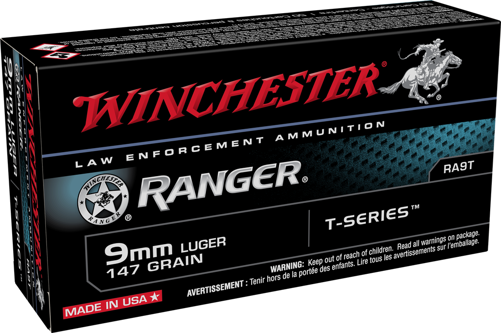 Winchester 9mm Luger / Parabellum Ranger T-Series LE 147 grain Jacketed Hollow-Point ammunition