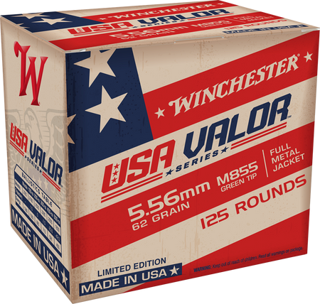 Winchester 5.56x45mm NATO USA Valor M855 Green Tip 62 grain Full Metal Jacket ammunition
