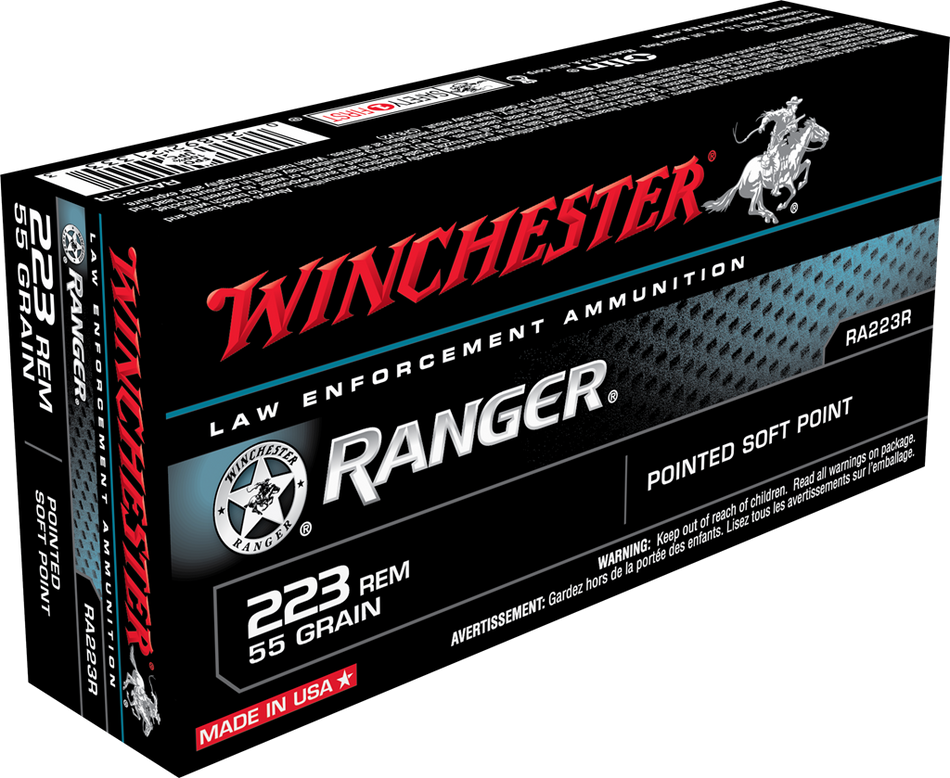 Winchester .223 Remington Centerfire 55 grain Pointed Soft Point ammunition