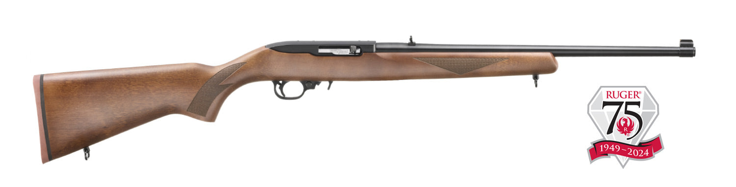 dRUGER 75TH ANNIVERSARY 10/22 SPORTER 22LR 18.5" BLK/WALNUT 1-10RD MAG