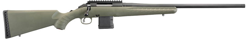 dRUGER AMERICAN PREDATOR 223REM 22" MT BLK THREADED BBL, MOSS GRN STOCK 10RD DETACH MAG