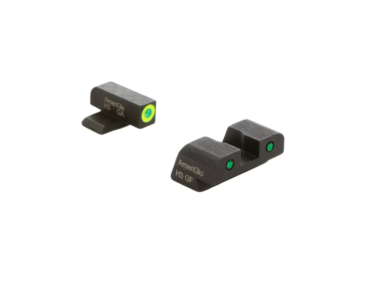 AmeriGlo Springfield Hellcat Green/Green Front and Green/Black Rear Night Sight Set
