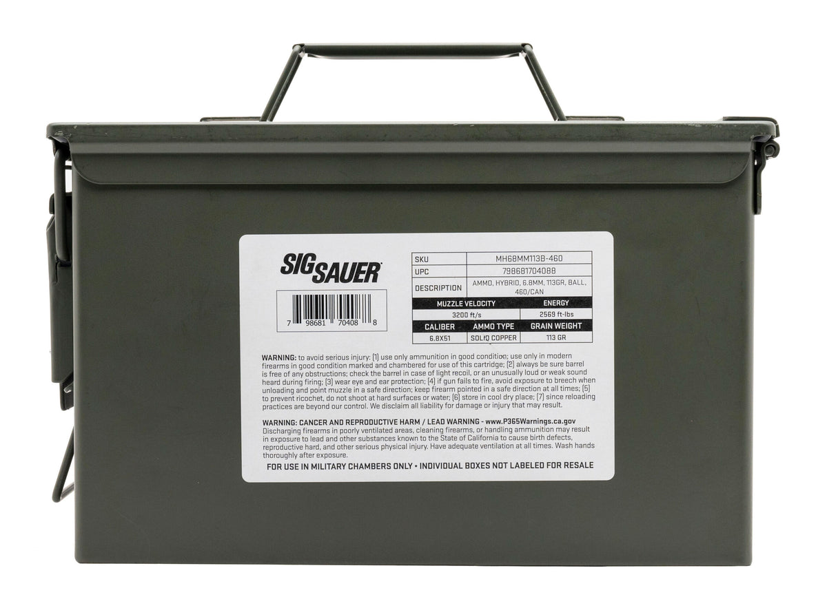 Sig Sauer .277 Sig Fury Can 113 grain Full Metal Jacket ammunition