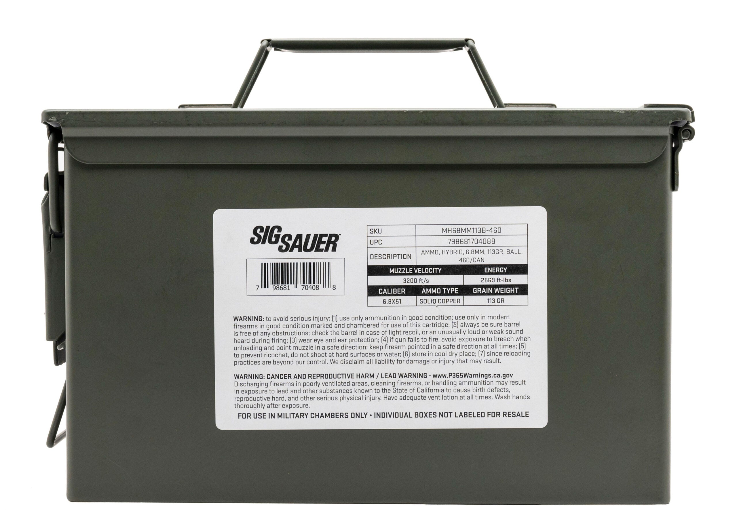 Sig Sauer .277 Sig Fury Can 113 grain Full Metal Jacket ammunition