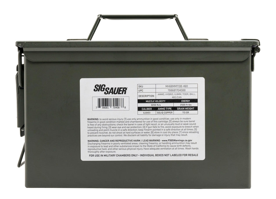 Sig Sauer .277 Sig Fury Can 113 grain Full Metal Jacket ammunition