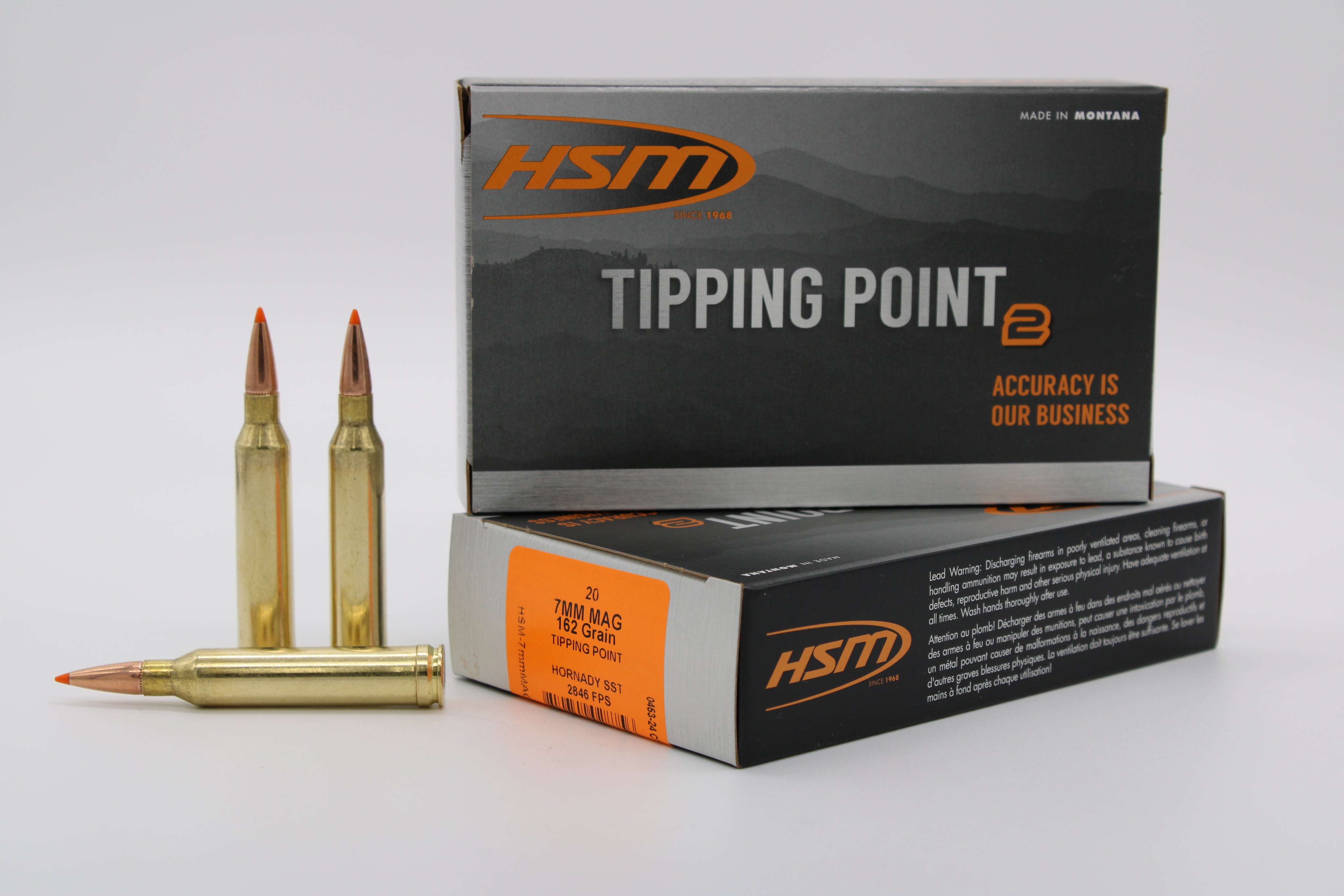 HSM 7mm Remington Mag  162 grain Super Shock Tip ammunition