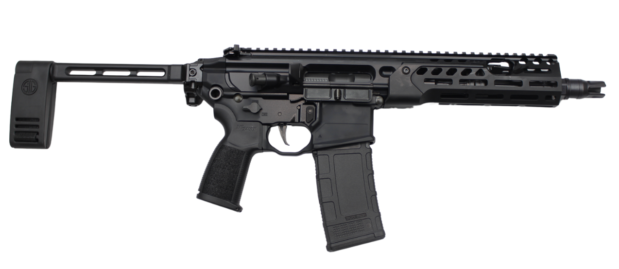 dSIG SAUER MCX SPEAR LT 300BLK PSTL BLACK 9"BBL, 8"LW HG, FLAT TRIG, BRACE 1-30RD