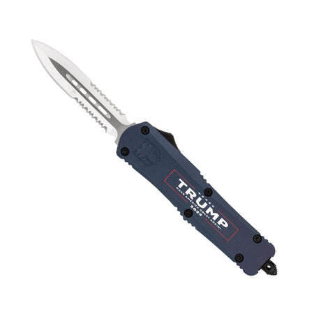 CobraTec Trump 2024 Medium FS-3 Blue Dagger 2 Side Serrated OTF Knife