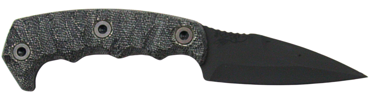Half Face Blades Humint 8" OA 3" CPM S45VN Blade Armor Black Micarta Grip