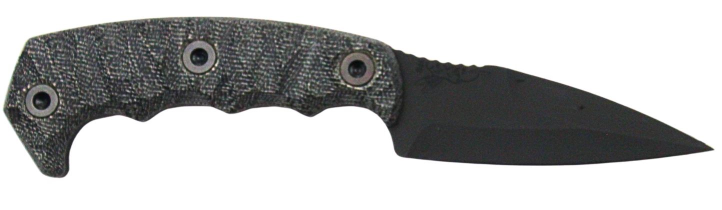 Half Face Blades Humint 8" OA 3" CPM S45VN Blade Armor Black Micarta Grip