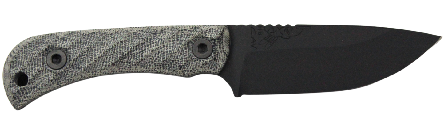 Half Face Blades Cavner Jr S45VN 3.5" Blade Armor Black with Gray Micarta Handle