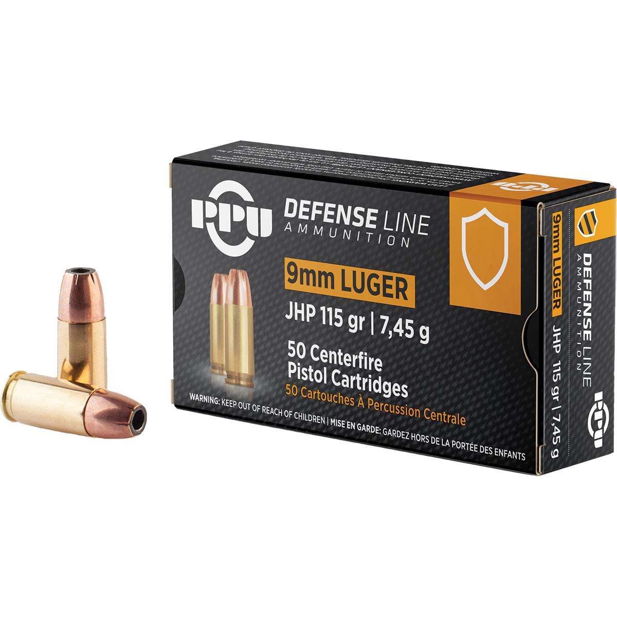 Prvi Partizan 9mm Luger / Parabellum PPU 115 grain Jacketed Hollow Point ammunition