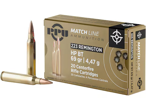 Prvi Partizan .223 Remington  69 grain Hollow Point Boat Tail ammunition