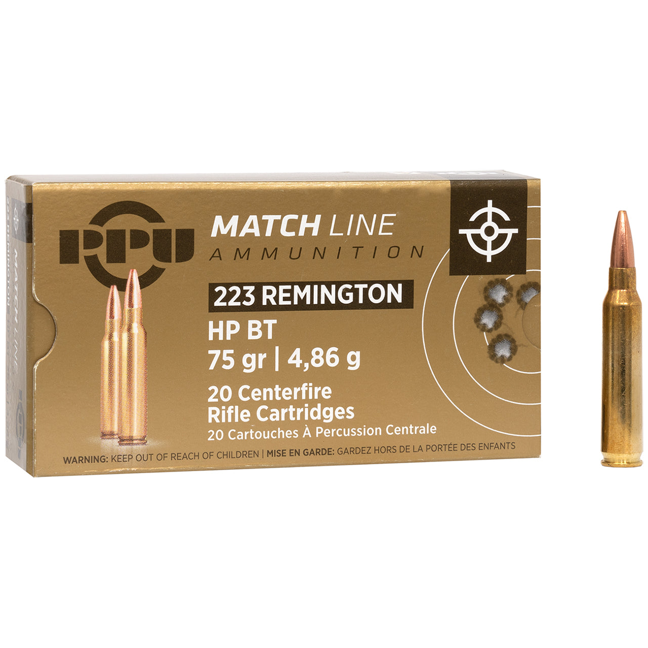 Prvi Partizan .223 Remington  75 grain Hollow Point Boat Tail ammunition